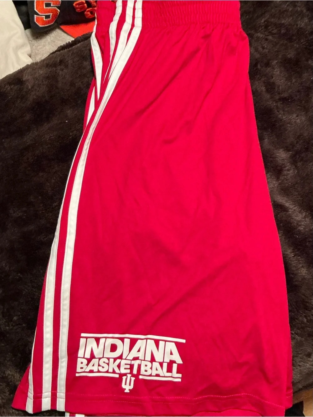 adidas Red Men's Athletic Basketball Shorts with White Side Stripes